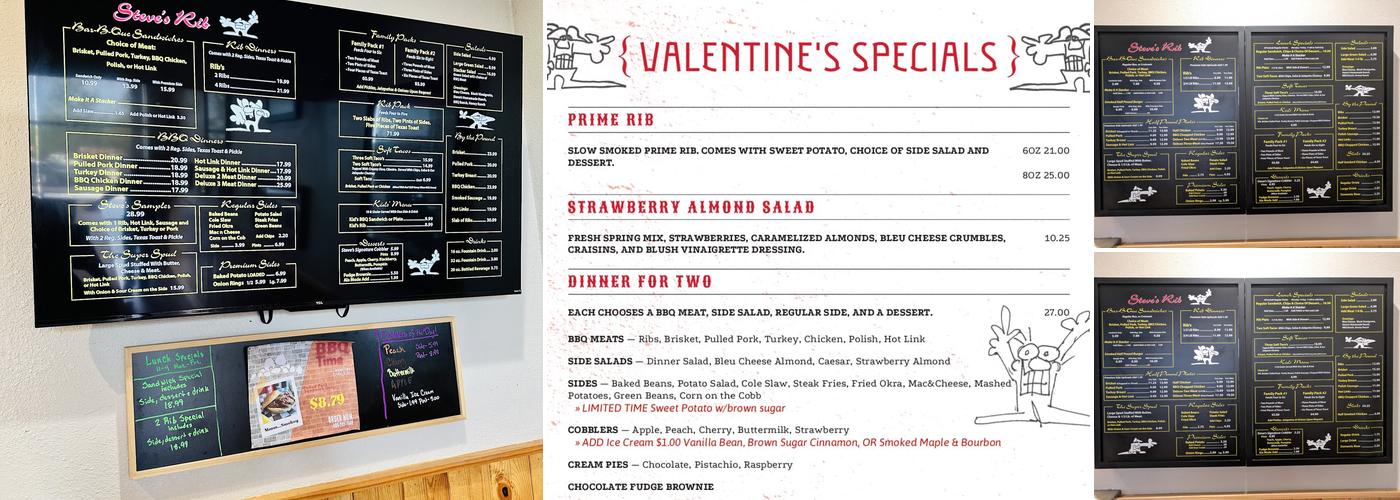 Steve's Rib Menu