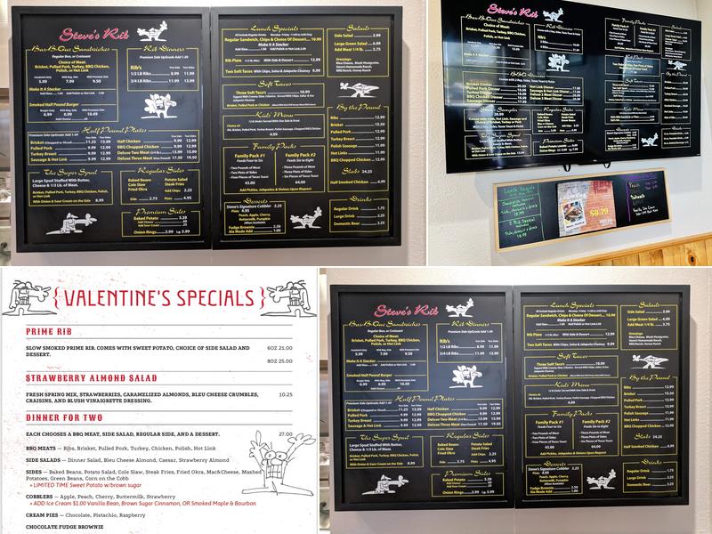 Steve's Rib Menu