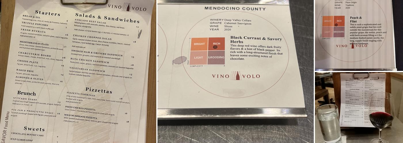 Vino Volo Menu
