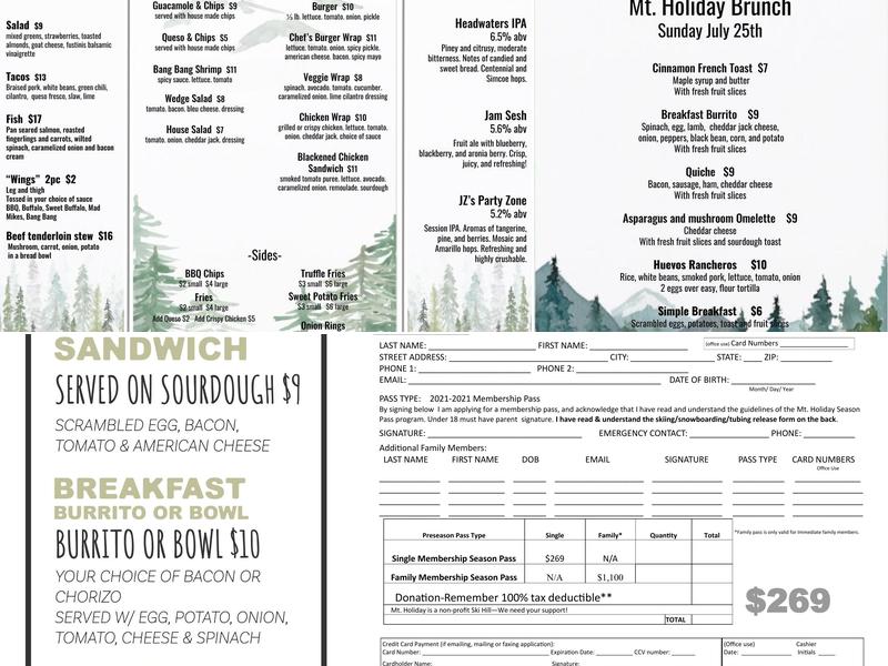 Mt. Holiday Menu
