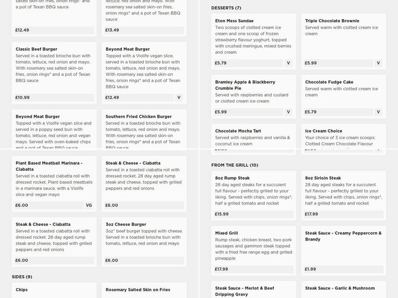 Old Schoolhouse Glasgow Menu