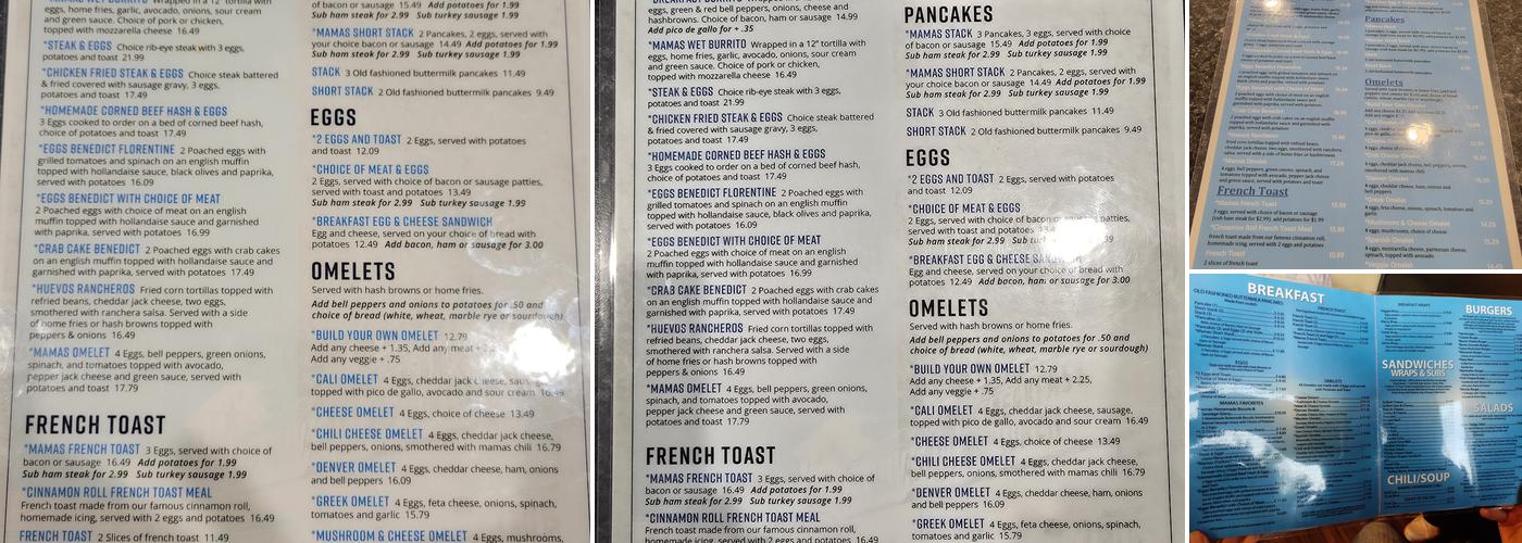 Mr. Mamas Breakfast And Lunch Menu