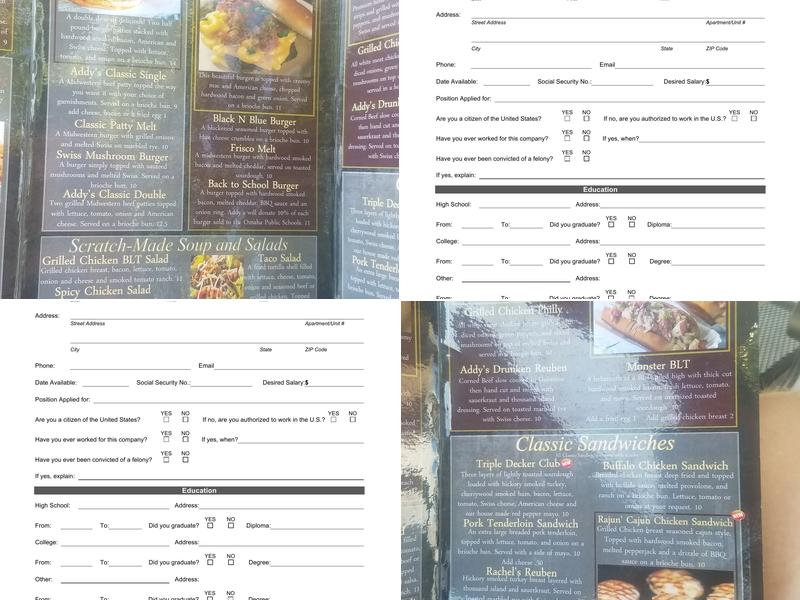 Addy’s Sports Bar & Grill Menu
