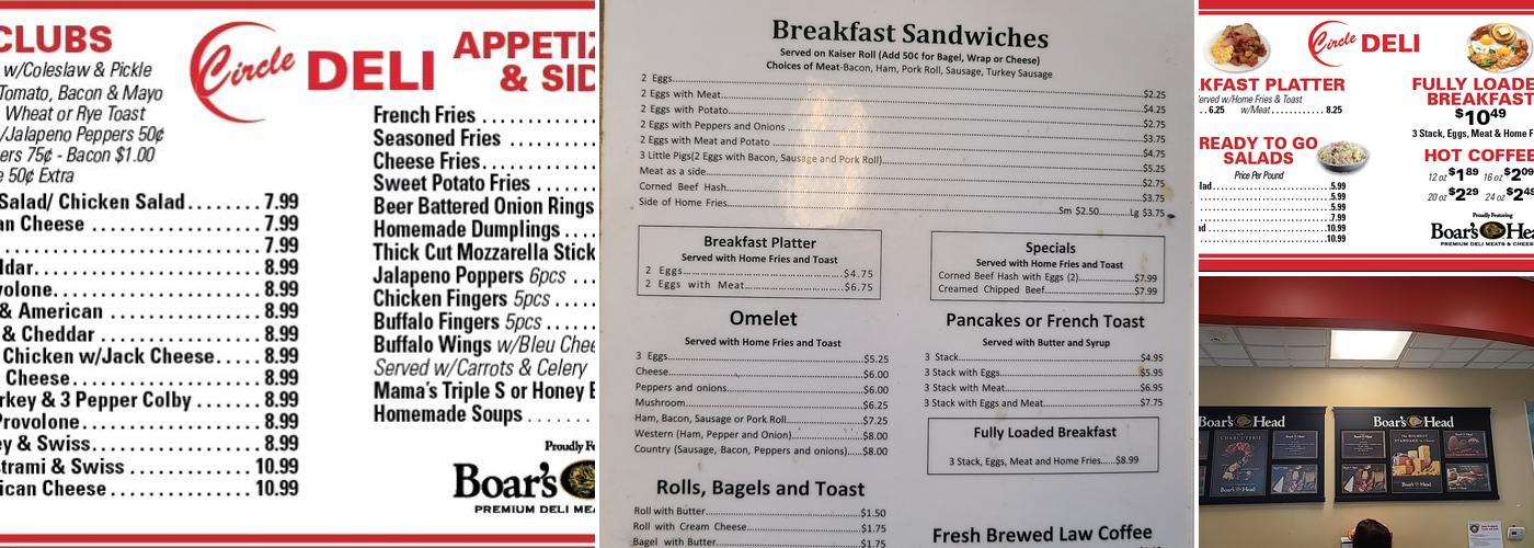Circle Deli & Convenience store Menu