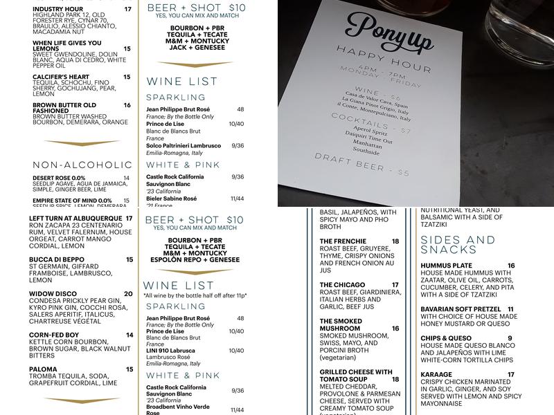 Pony Up Menu