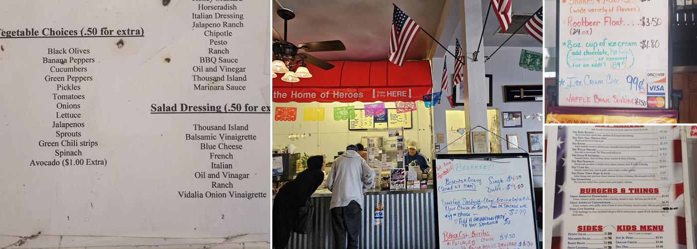 Mozo's Great American Heroes Menu