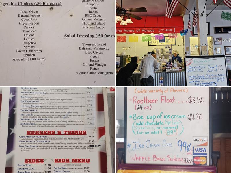 Mozo's Great American Heroes Menu