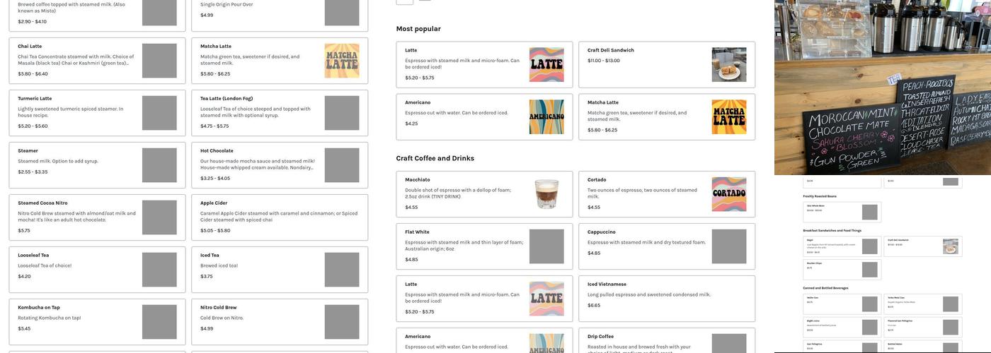 Hunter Bay Coffee Roasters Menu