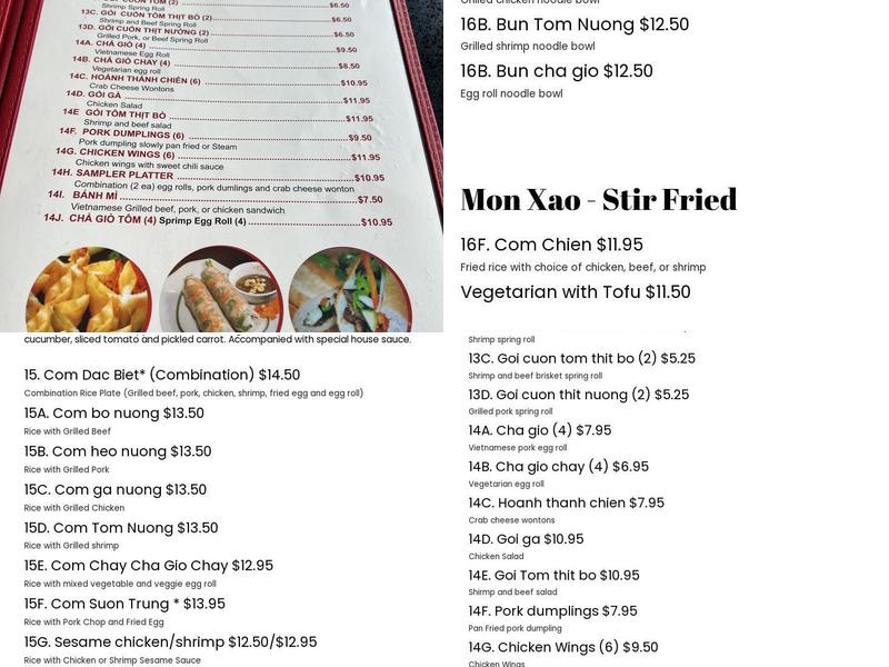 Phở Peoria Menu