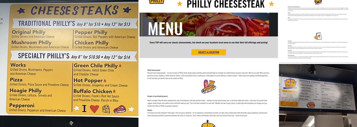 Taste Of Philly Menu