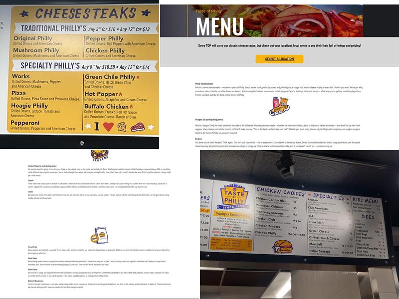 Taste Of Philly Menu