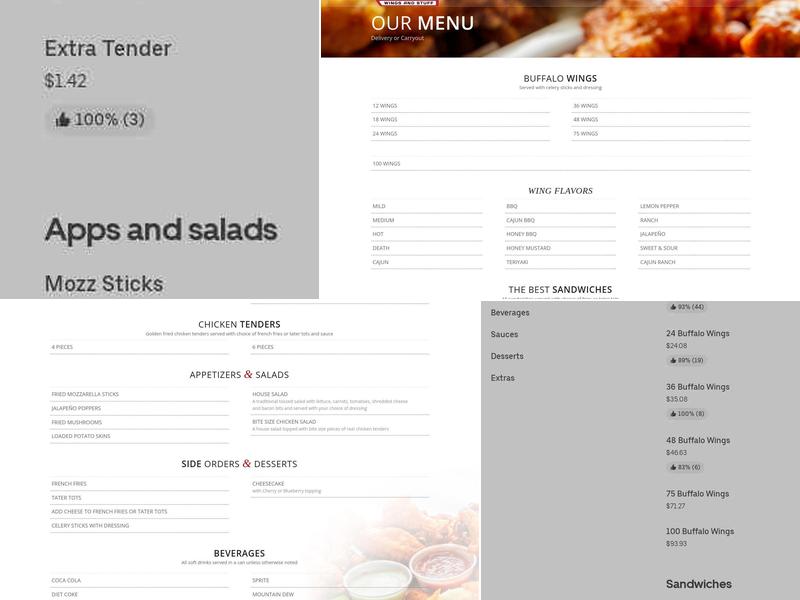 Proud Willie's Wings and Stuff Menu