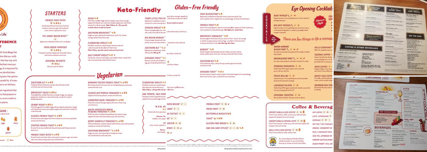 Ruby Slipper Cafe Menu