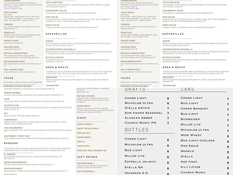 The Duke At Rancho El Dorado Menu