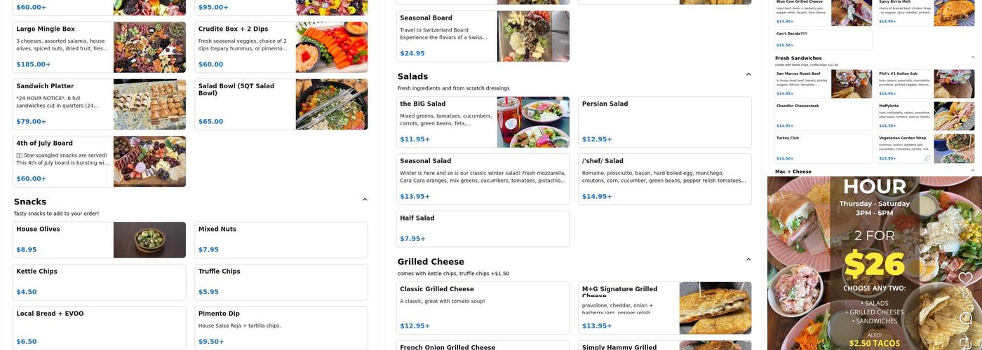 Mingle + Graze Menu