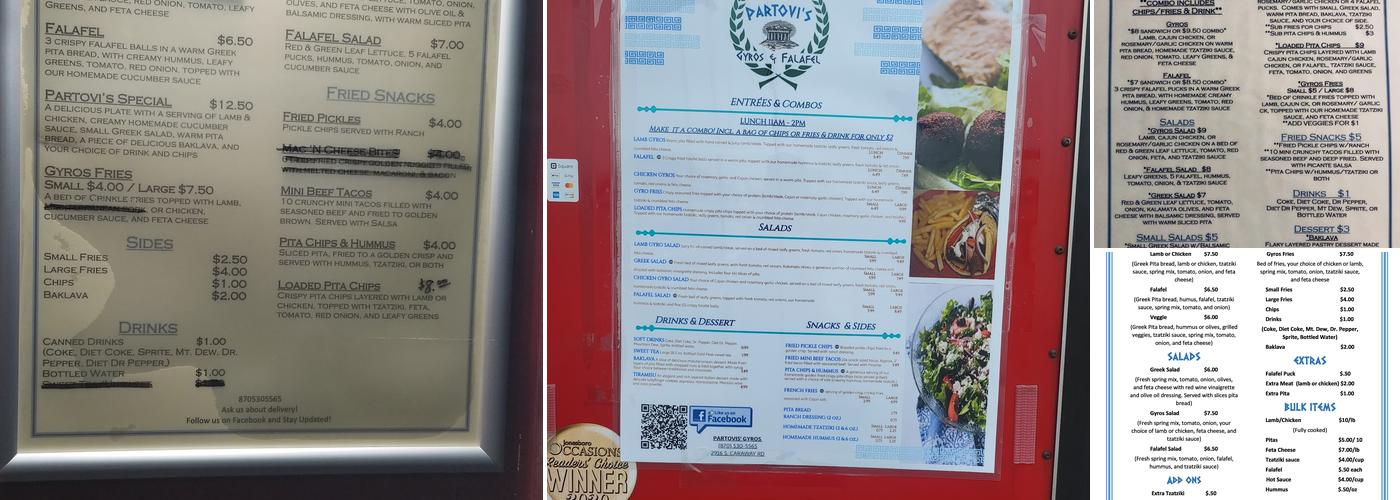 Partovi's Gyros & Falafel Menu