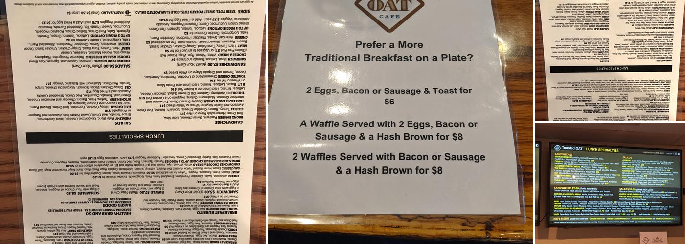 Toasted OAT Canton Menu