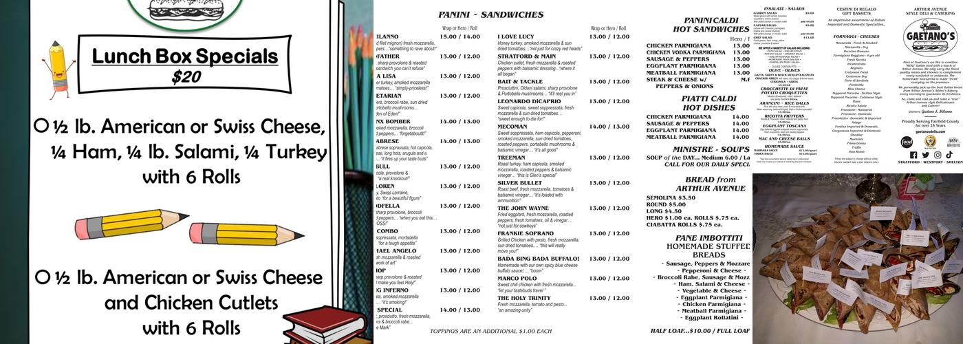 Gaetano's Deli Menu