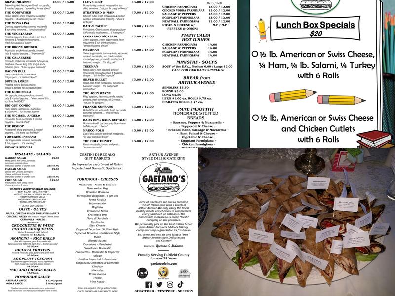Gaetano's Deli Menu