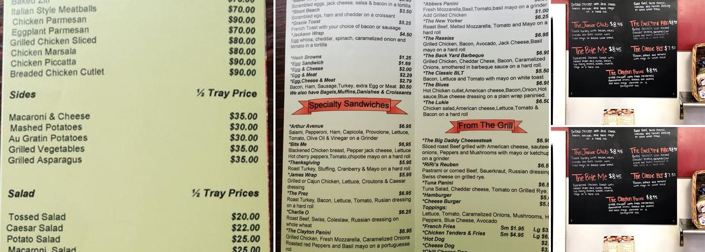Cutspring deli Menu