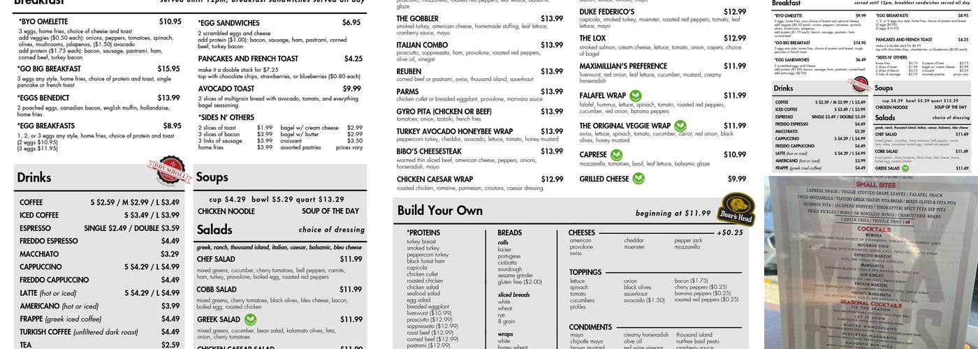 Max Bibo's Menu