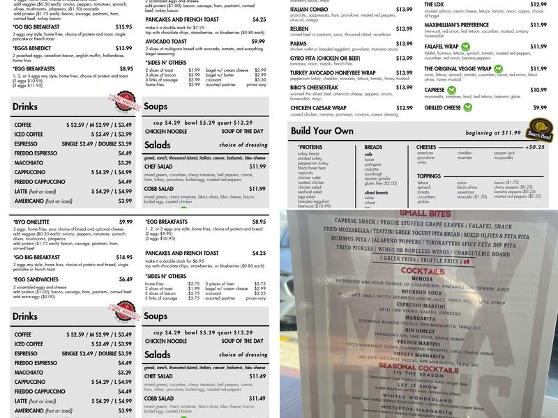 Max Bibo's Menu