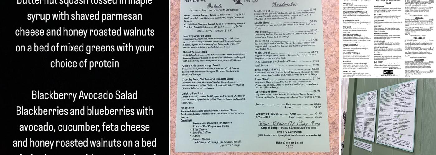 Green Leaves To Go Menu