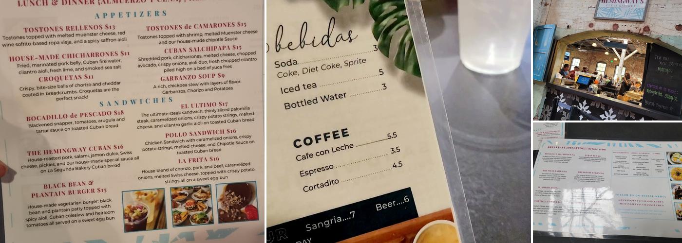 Hemingway’s Cuban Kitchen Menu