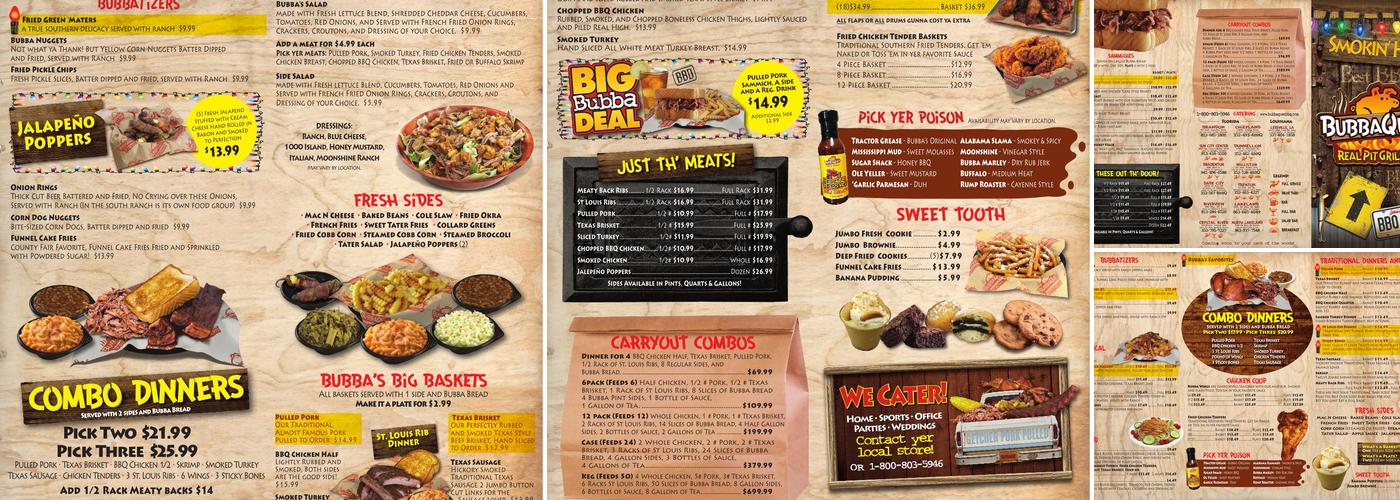 BubbaQue's Menu