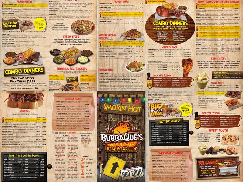 BubbaQue's Menu