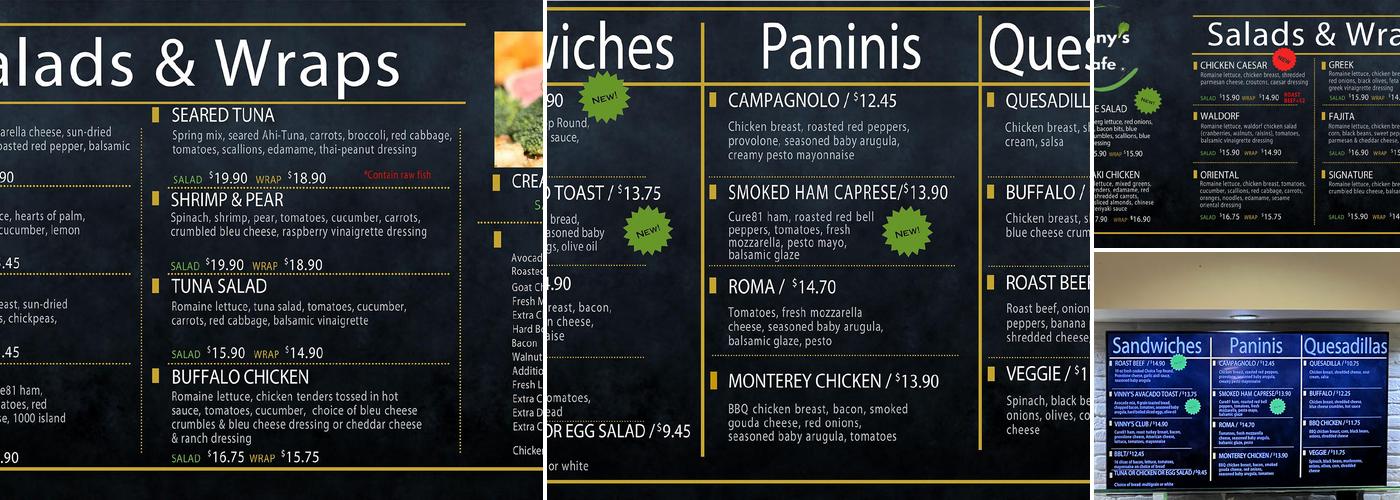 Vinny's Cafe Menu