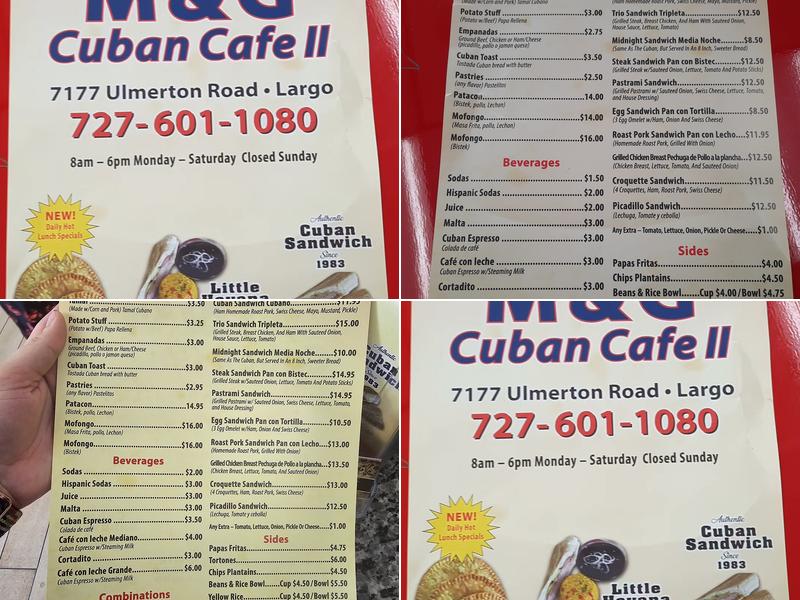 M&G Cuban Cafe II Menu