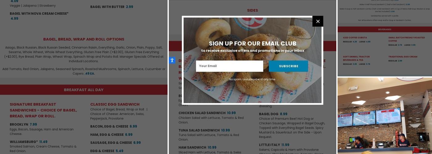 Brooklyn Water Bagel Menu