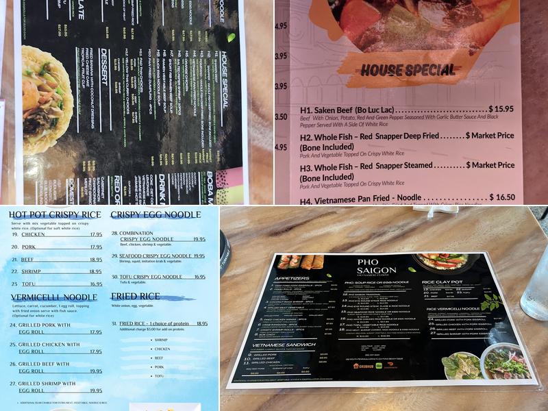 Phở Saigon Menu