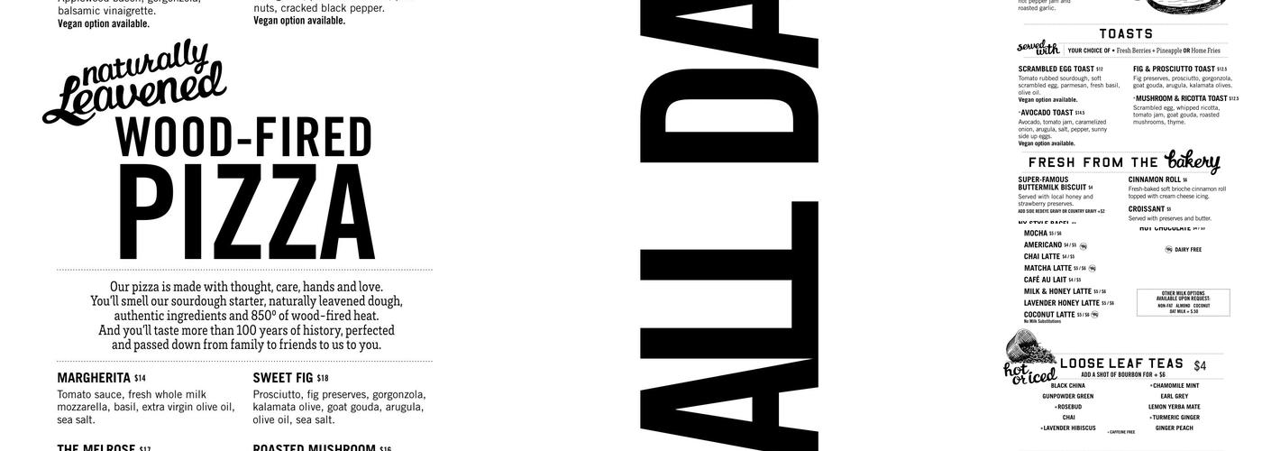 Milk & Honey Gulch Menu