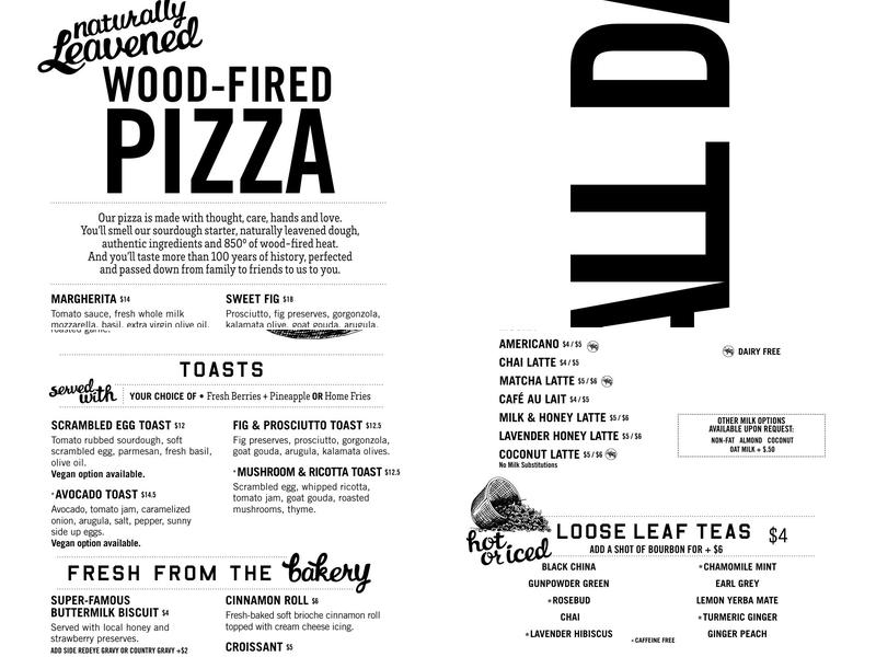 Milk & Honey Gulch Menu