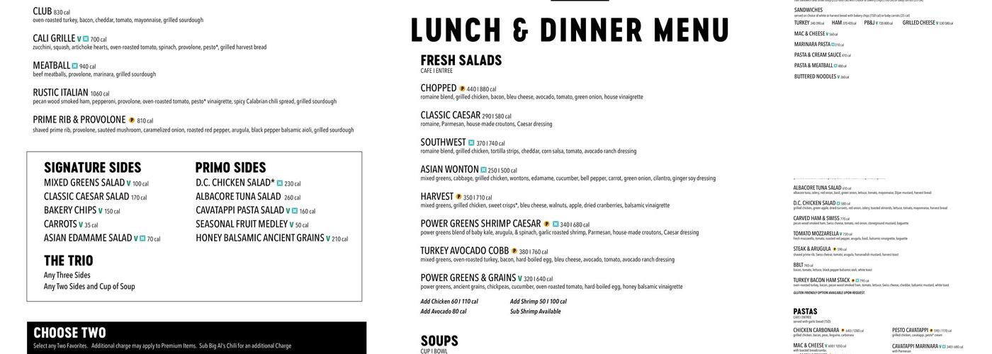 Corner Bakery Cafe Menu