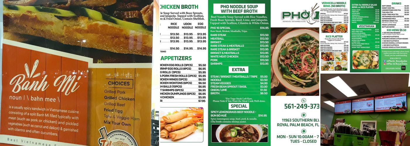 Pho 16 Royal Palm Menu