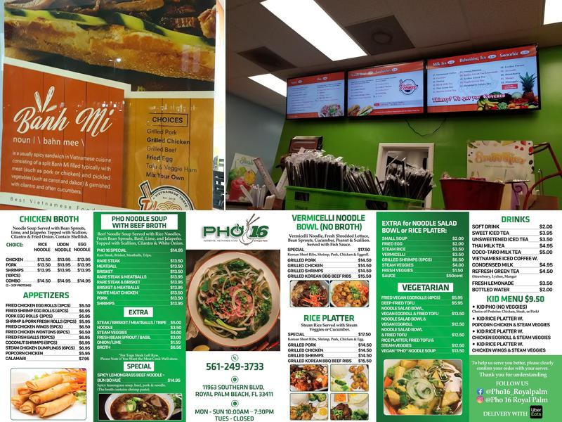 Pho 16 Royal Palm Menu