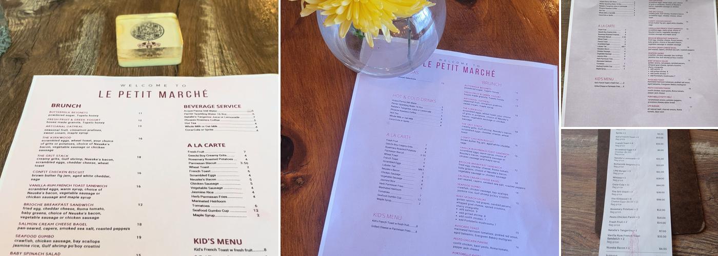 Le Petit Marché Menu