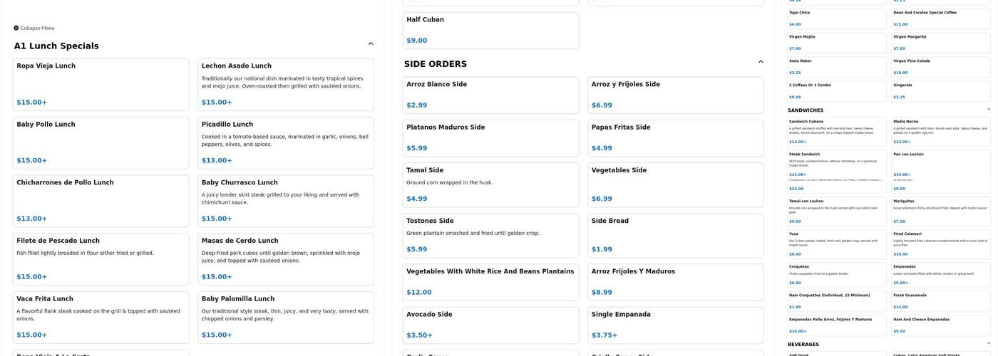 Mojito Cafe Menu