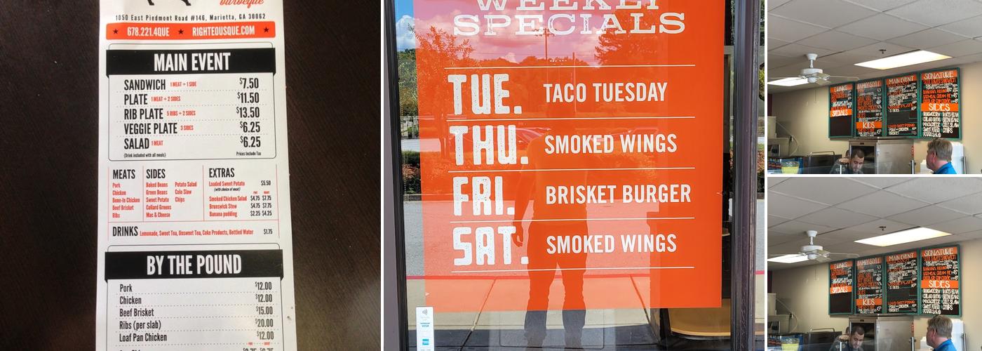 Righteous Que Menu