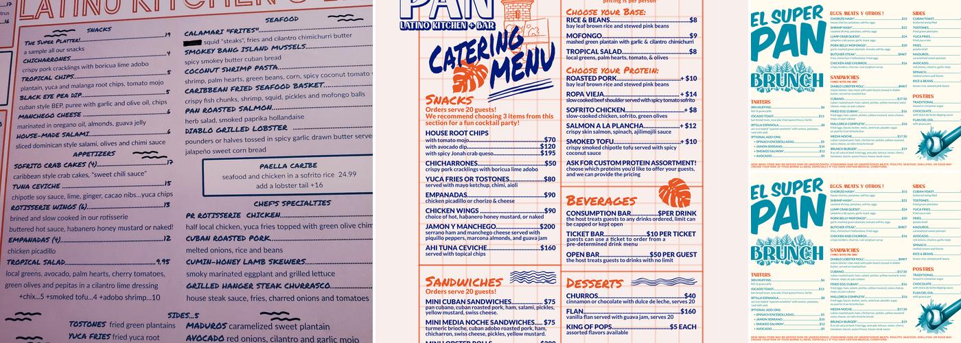 El Super Pan Latino Kitchen & Bar Menu