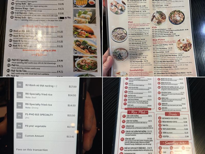 Pho 815 Menu