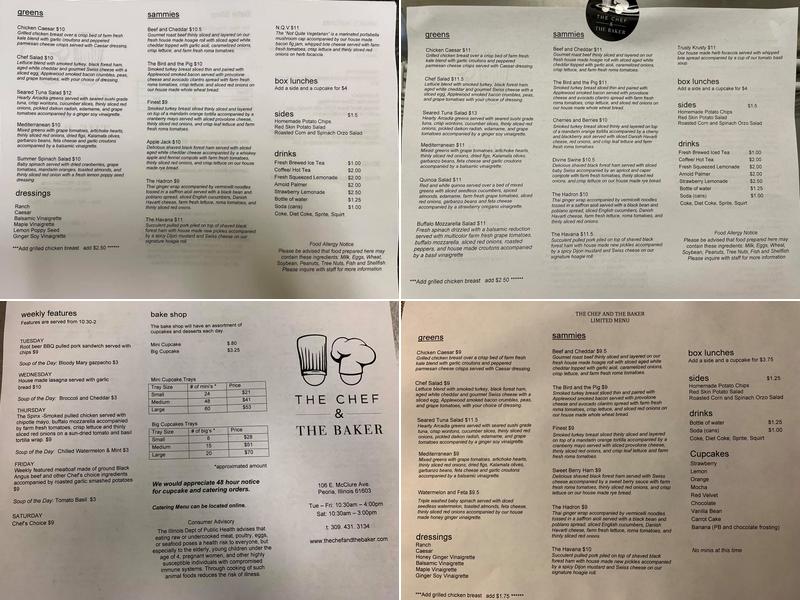 The Chef and The Baker Menu