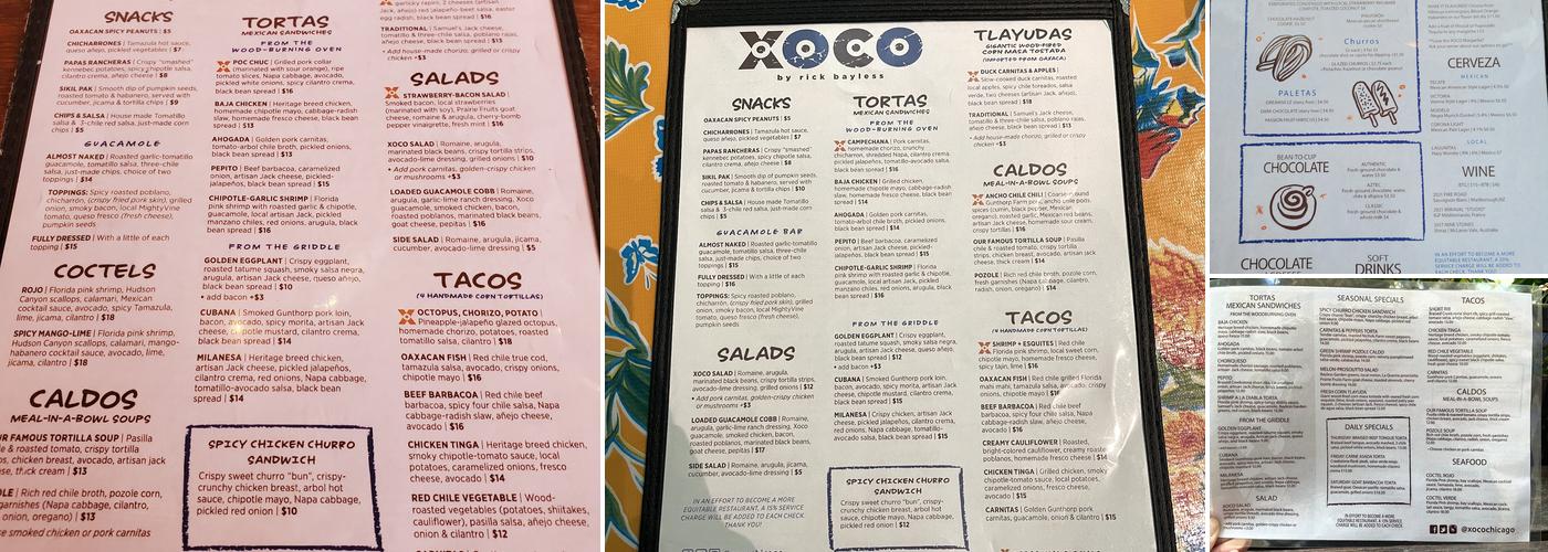 XOCO Menu