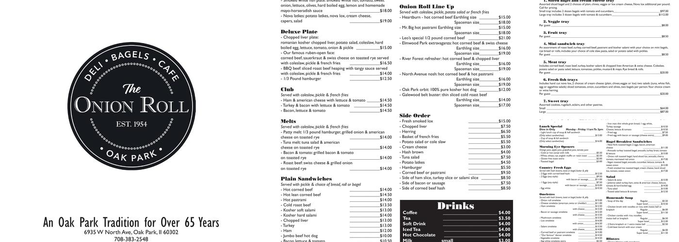 The Onion Roll Menu