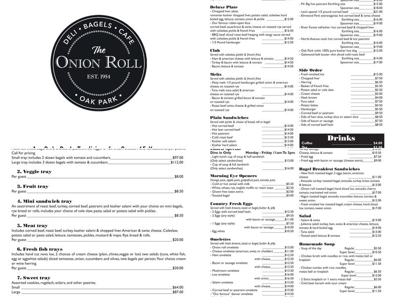 The Onion Roll Menu