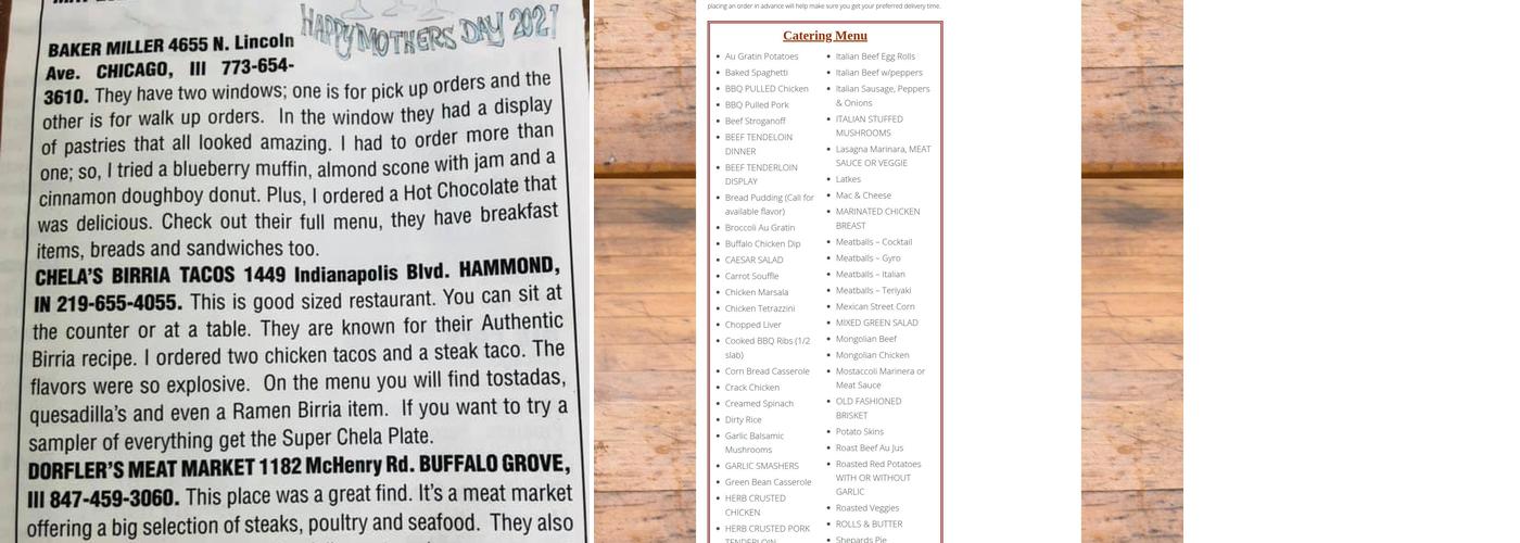 Dorfler's Meat Market Menu