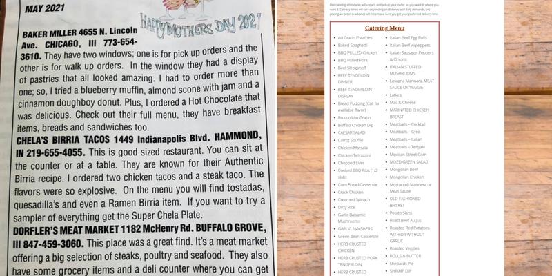 Dorfler's Meat Market Menu